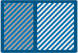 A square blue colored block with stripes on it
