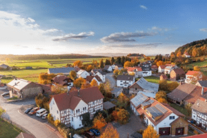 houses during dawn