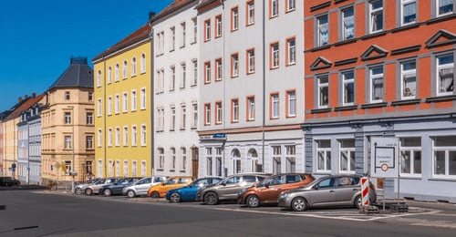 Cars parked in a street