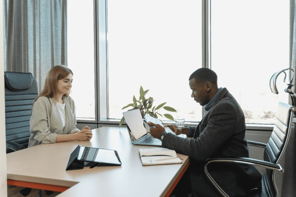 Money Lender Next to a Client