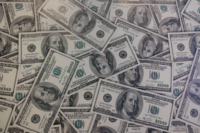 Closeup of dollar bills