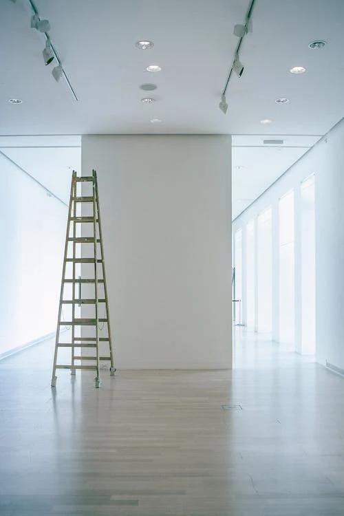 a room with a ladder