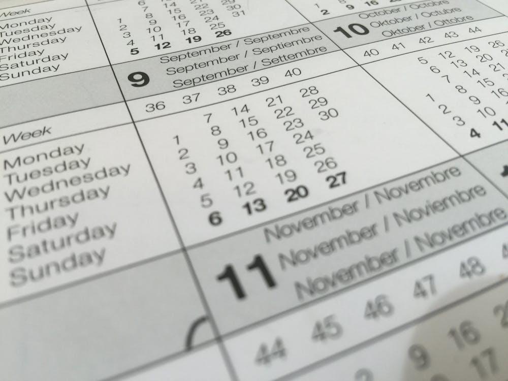 A calendar showing different dates. 