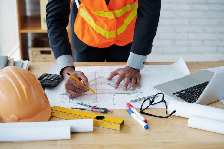 Workers on a housing construction site