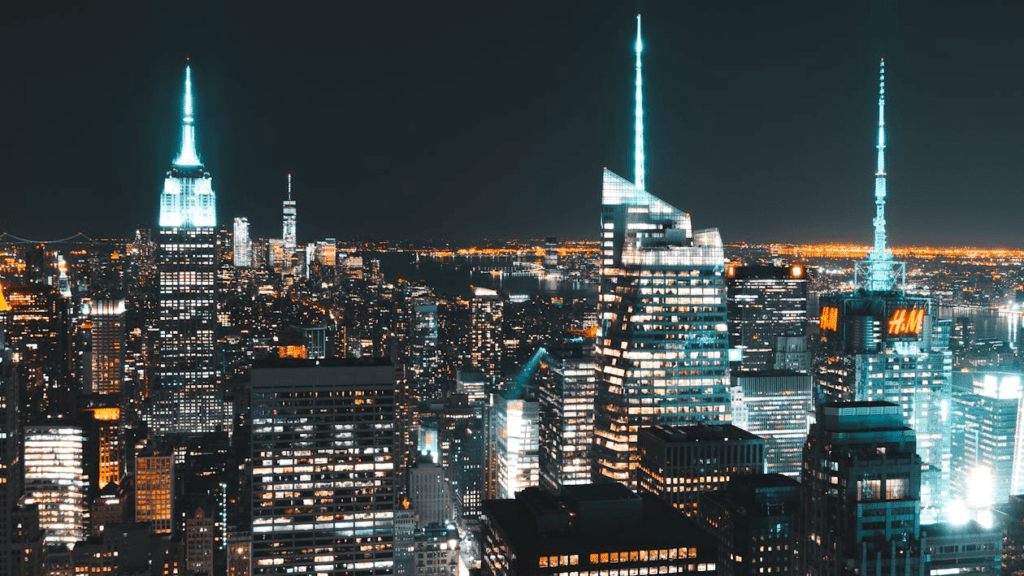 Night view of an urban area of a city