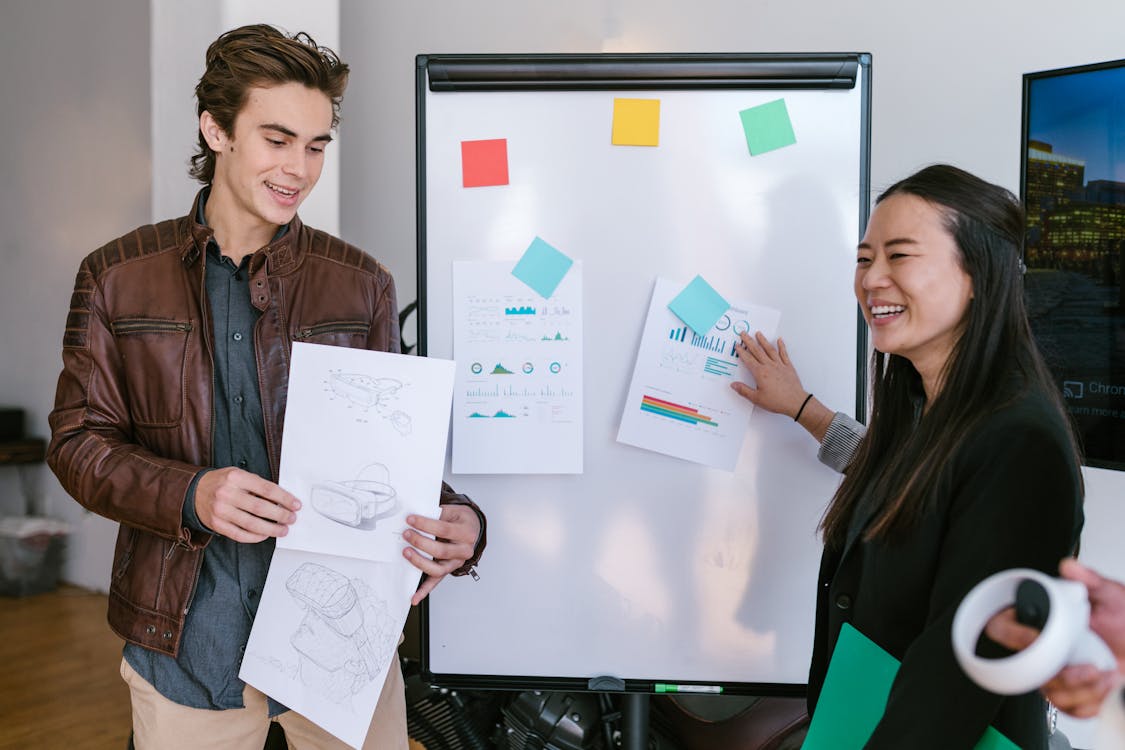 Several post its on a white board