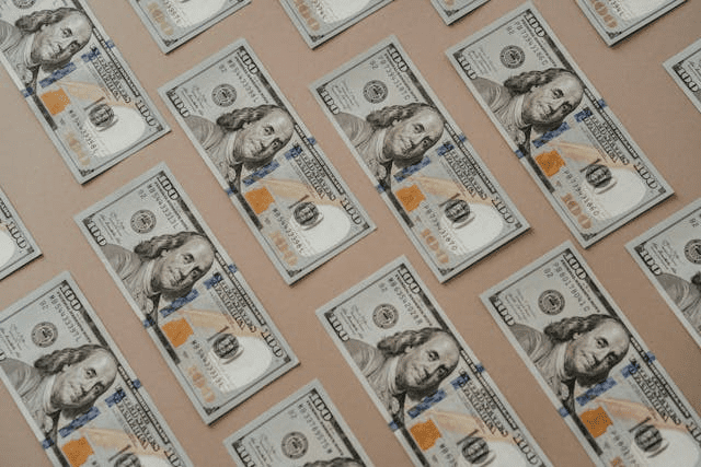 Closeup of dollar bills