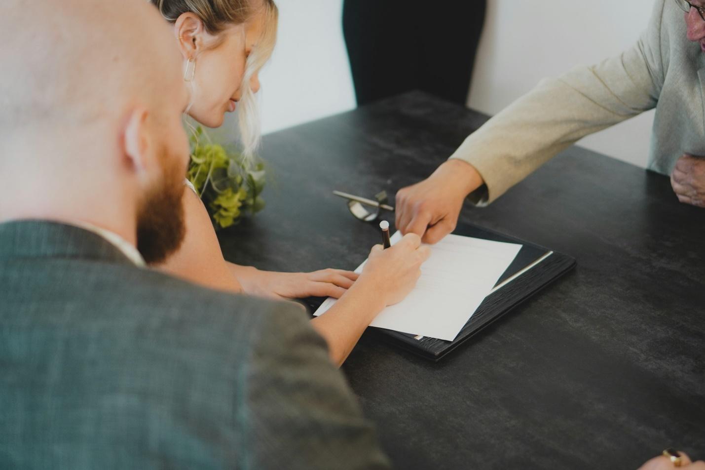 an individuals signing a document