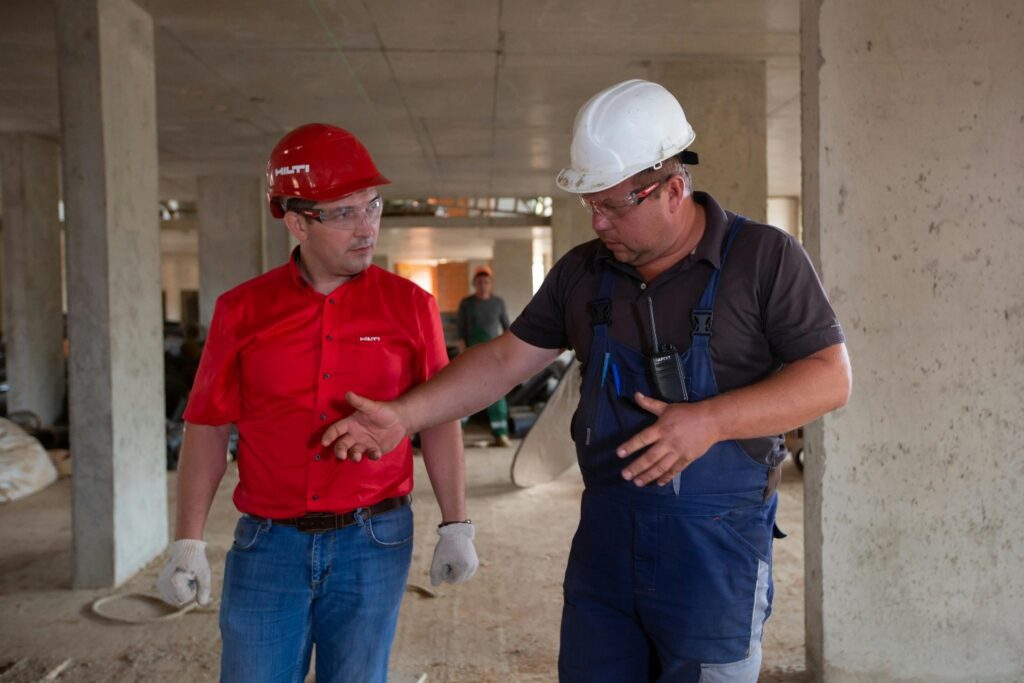 Construction workers at a construction site