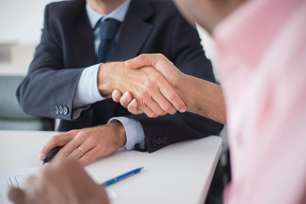 Money lender making a deal with a client