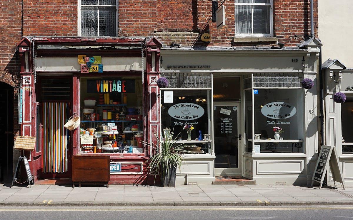 A historic building repurposed into a modern retail space