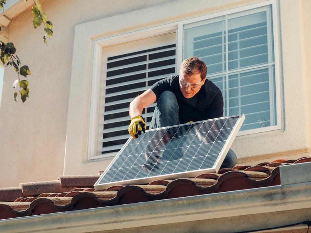 A modern eco-friendly building with solar panels