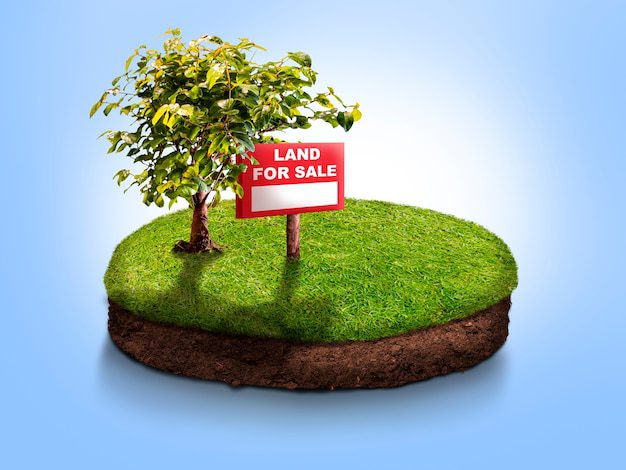 A part of the land with a LAND FOR SALE sign