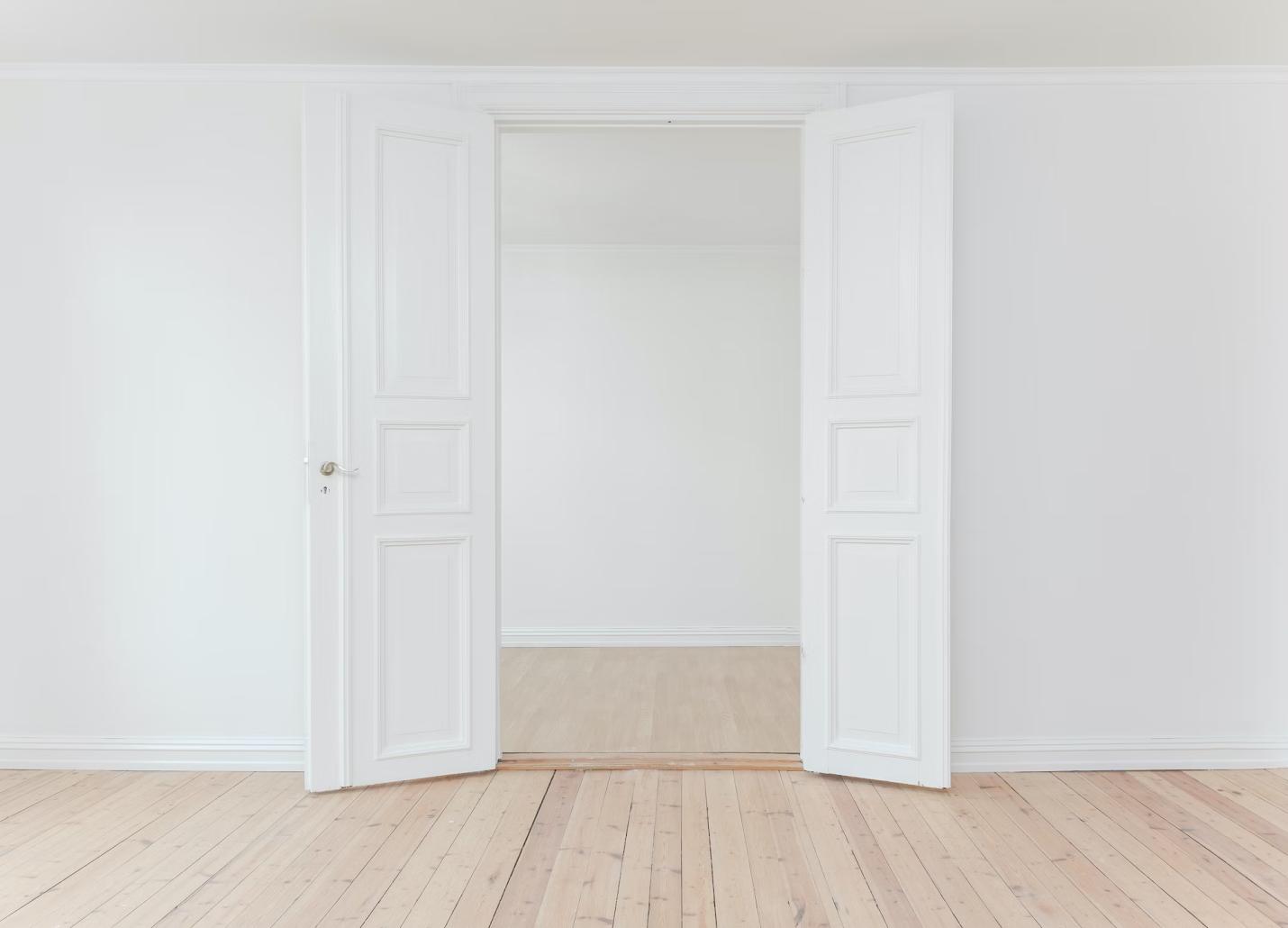 A photo showing a pair of open doors.