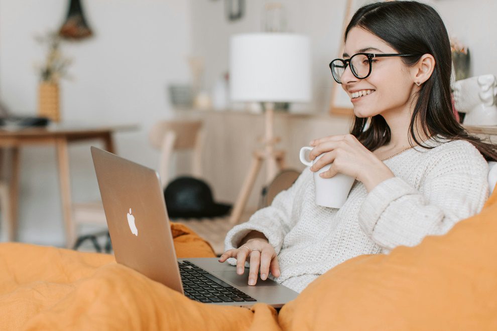 A woman browsing commercial property listings