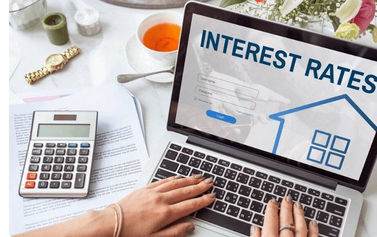 Digital mortgage login page showing interest rates