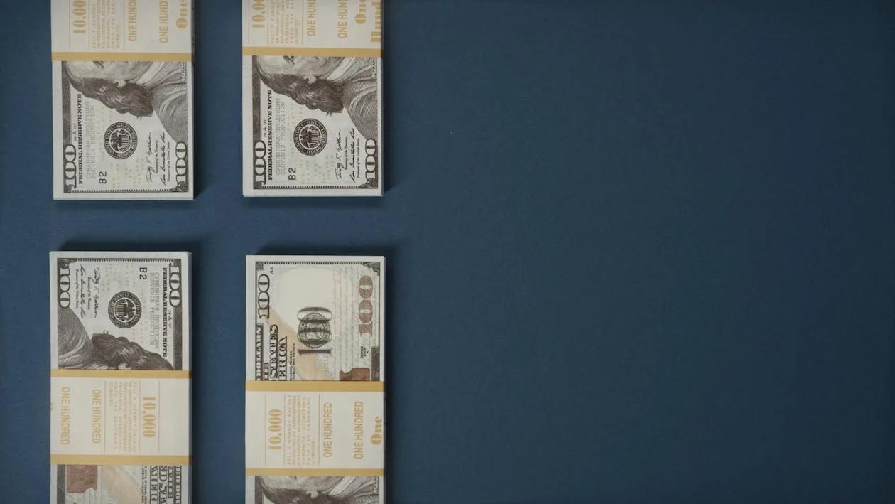 Money on a blue surface