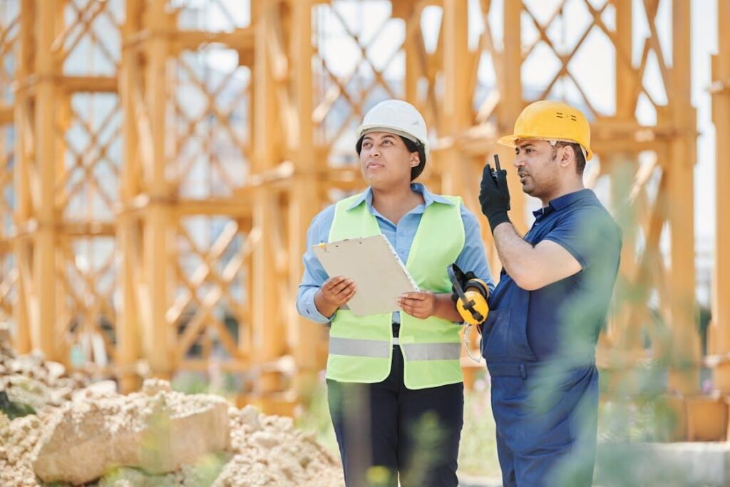 Construction site representing approval for new construction loan financing