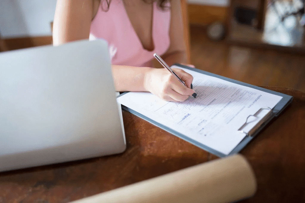 Writing on a commercial property loan form