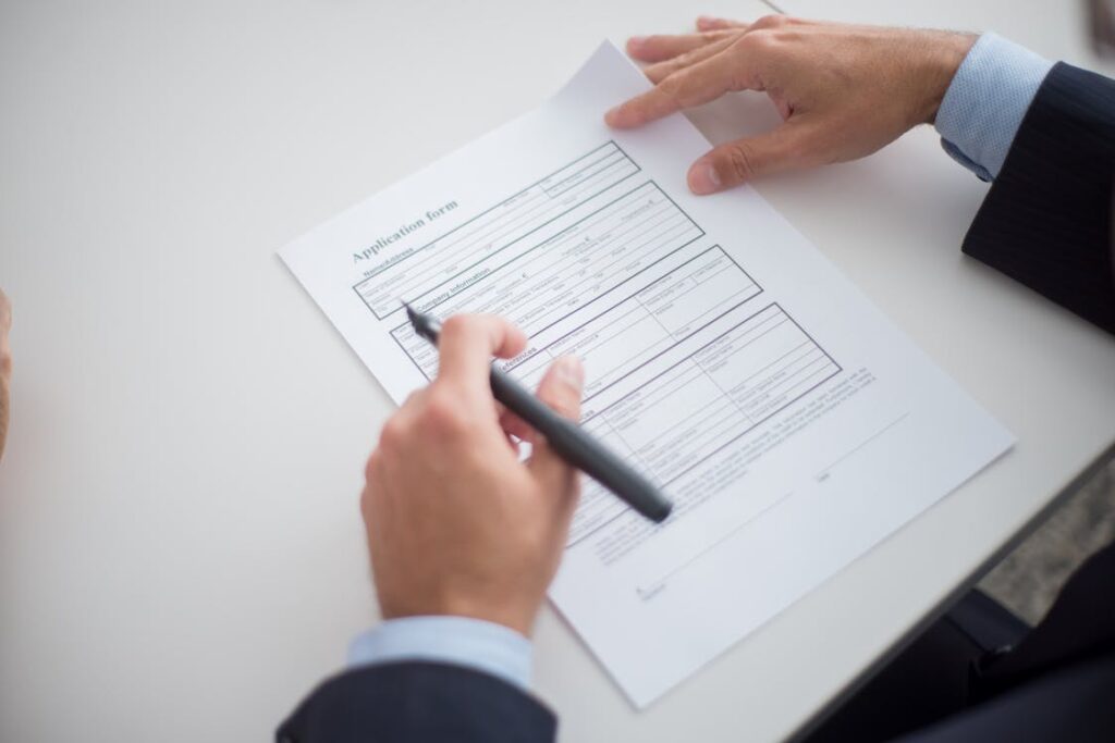 A person signing a contract