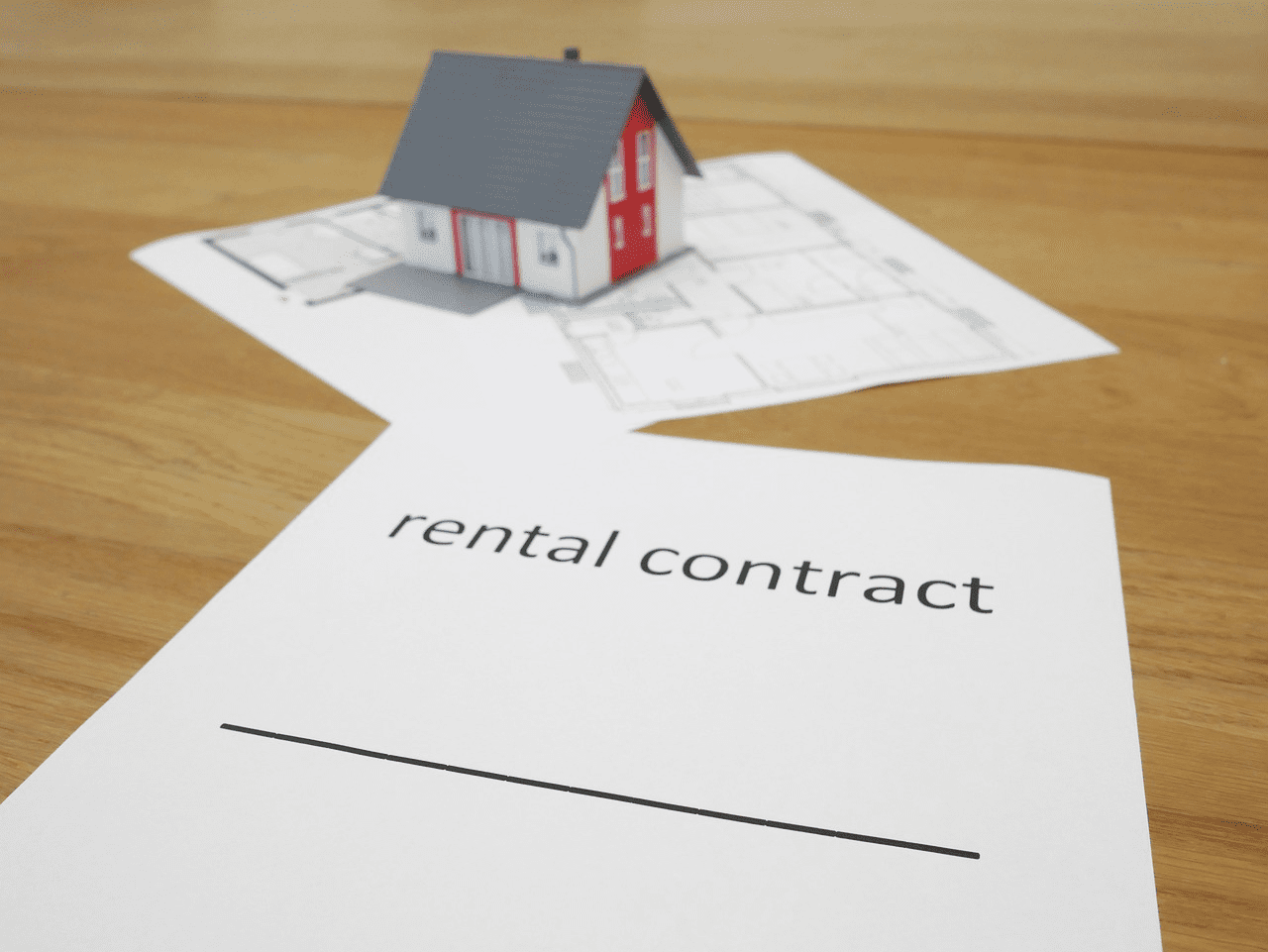 close-up of a rental contract on a table
