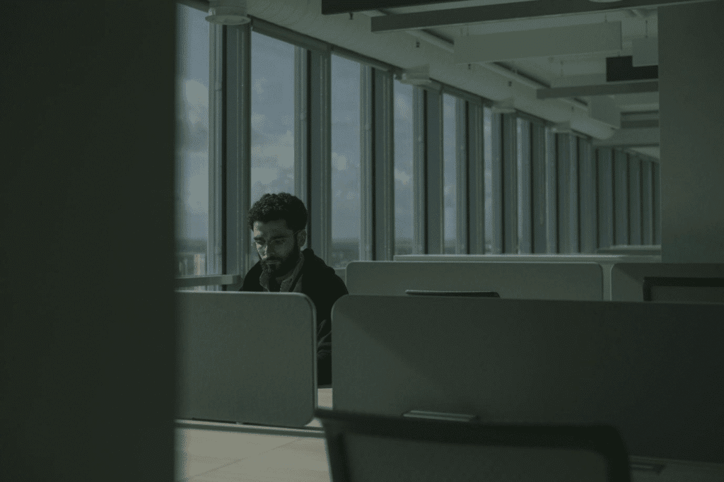 a man sitting at the desk