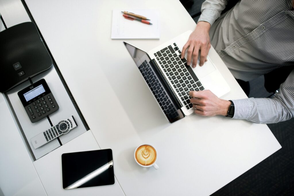 A man using a laptop
