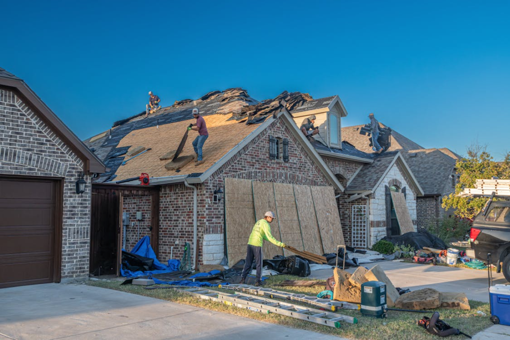 A construction team renovating a residential property