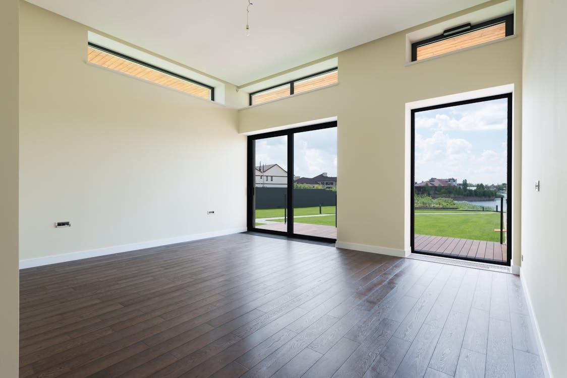 The interior of a house with a wooden floor