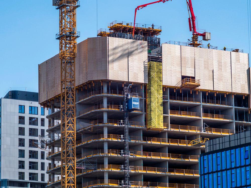 Cranes on an under-construction building
