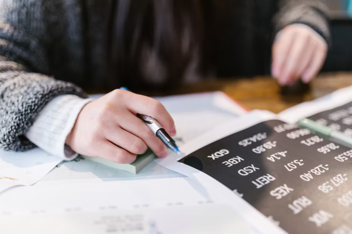 close-up of an investor working