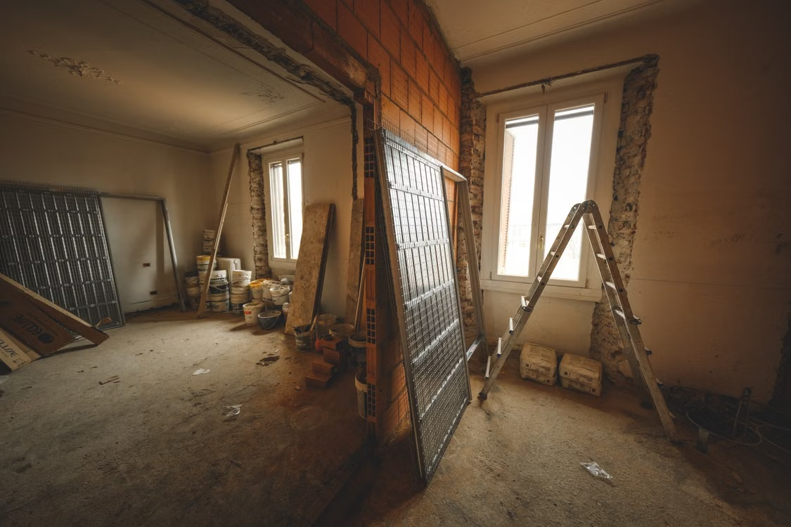 a room during a refurbishing process