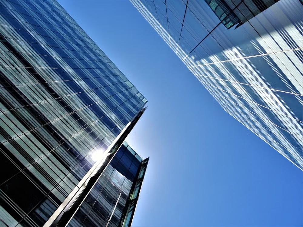 Low-angle shot of high-rise buildings