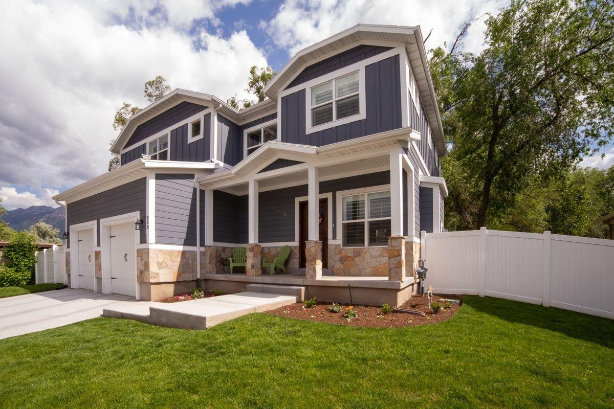 Modest two-story starter home exterior
