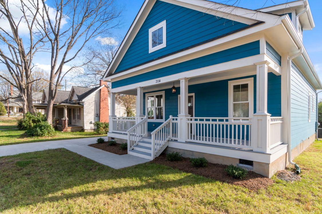 A house with blue walls